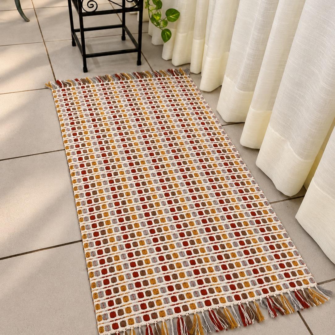 Tapete Artesanal de Algodão com Franjas 60 × 100 cm 10 Tapete Artesanal de Algodão com Franjas 60 × 100 cm - Imagem 9