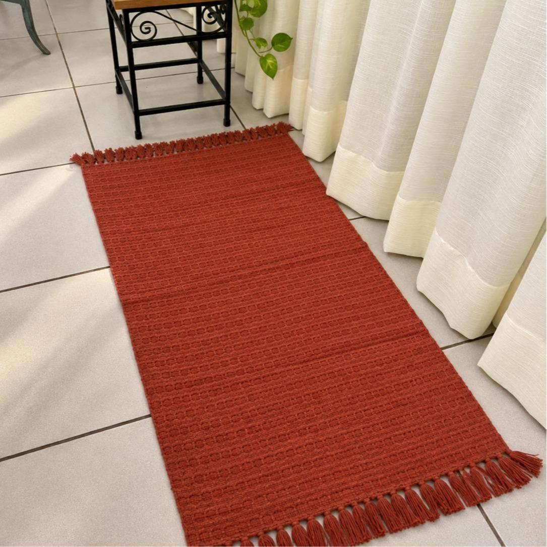 Tapete Artesanal de Algodão com Franjas 60 × 100 cm 4 Tapete Artesanal de Algodão com Franjas 60 × 100 cm - Imagem 3