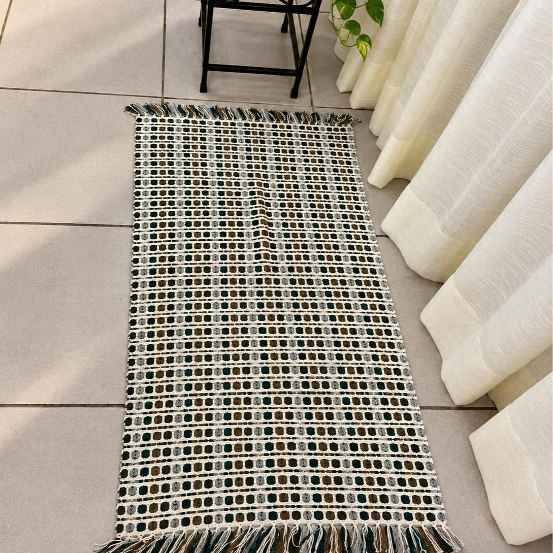 Tapete Artesanal de Algodão com Franjas 60 × 100 cm 8 Tapete Artesanal de Algodão com Franjas 60 × 100 cm - Imagem 7