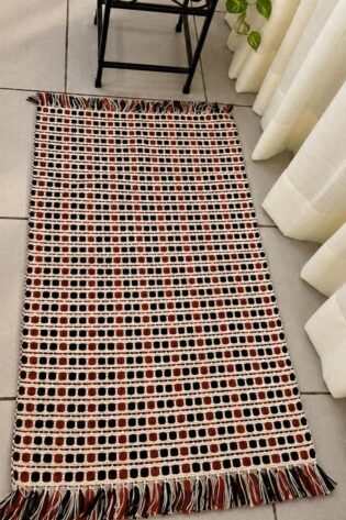 Tapete Artesanal de Algodão com Franjas 60 × 100 cm
